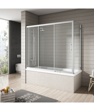 Pare baignoire rectangulaire 3 feuilles + face fixe Nantes