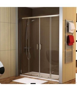 Paroi de douche frontale 2 fixes + 2 coulissantes Niza