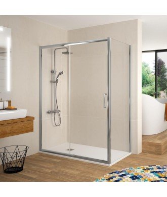 Paroi de douche rectangulair fixe + coulissante + latéral fixe Bella