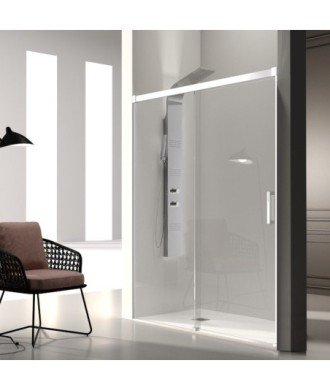 Paroi de douche blanche 1 fixe plus 1 coulissante | Modèle Glasé GS102