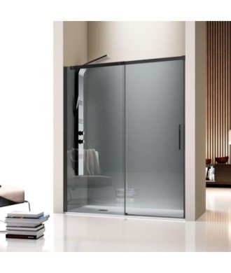 Paroi de douche fixe et coulissante en verre foncé | Offre