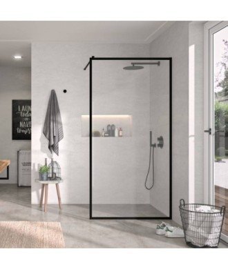 Paroi de douche fixe noire avec bords noirs mats | FR103