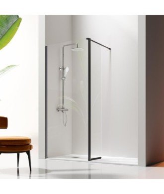 Paroi de douche noire fixe et pivotante Giro noir | Melonbath