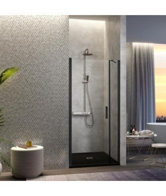 Paroi de douche fixe et pivotante au centre noire Nardi