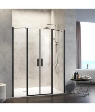 Paroi de douche noir 2 fixes et 2 rabattables Nardi ® NA515 Melonbath